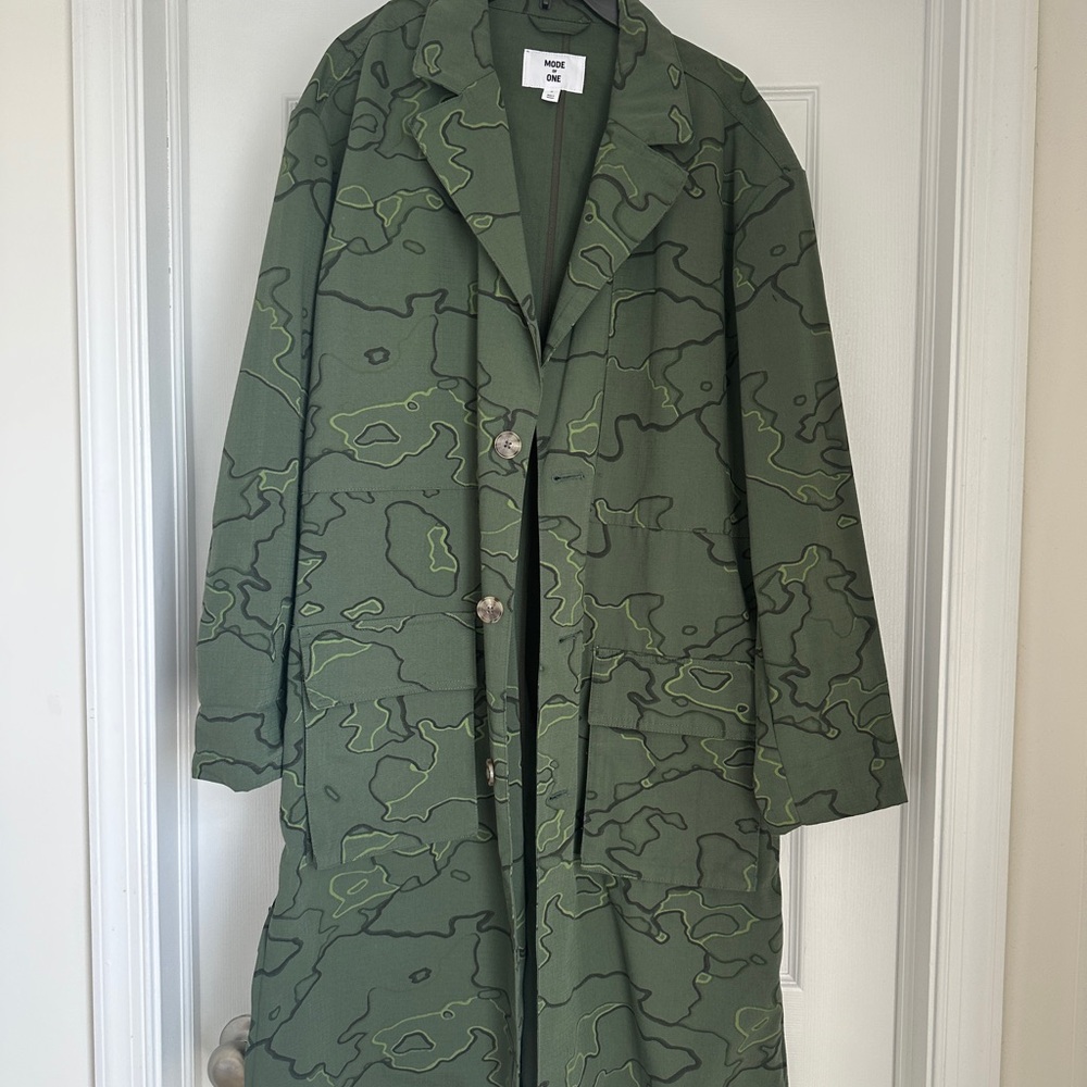 Mode of One Green Camouflage Long Jacket